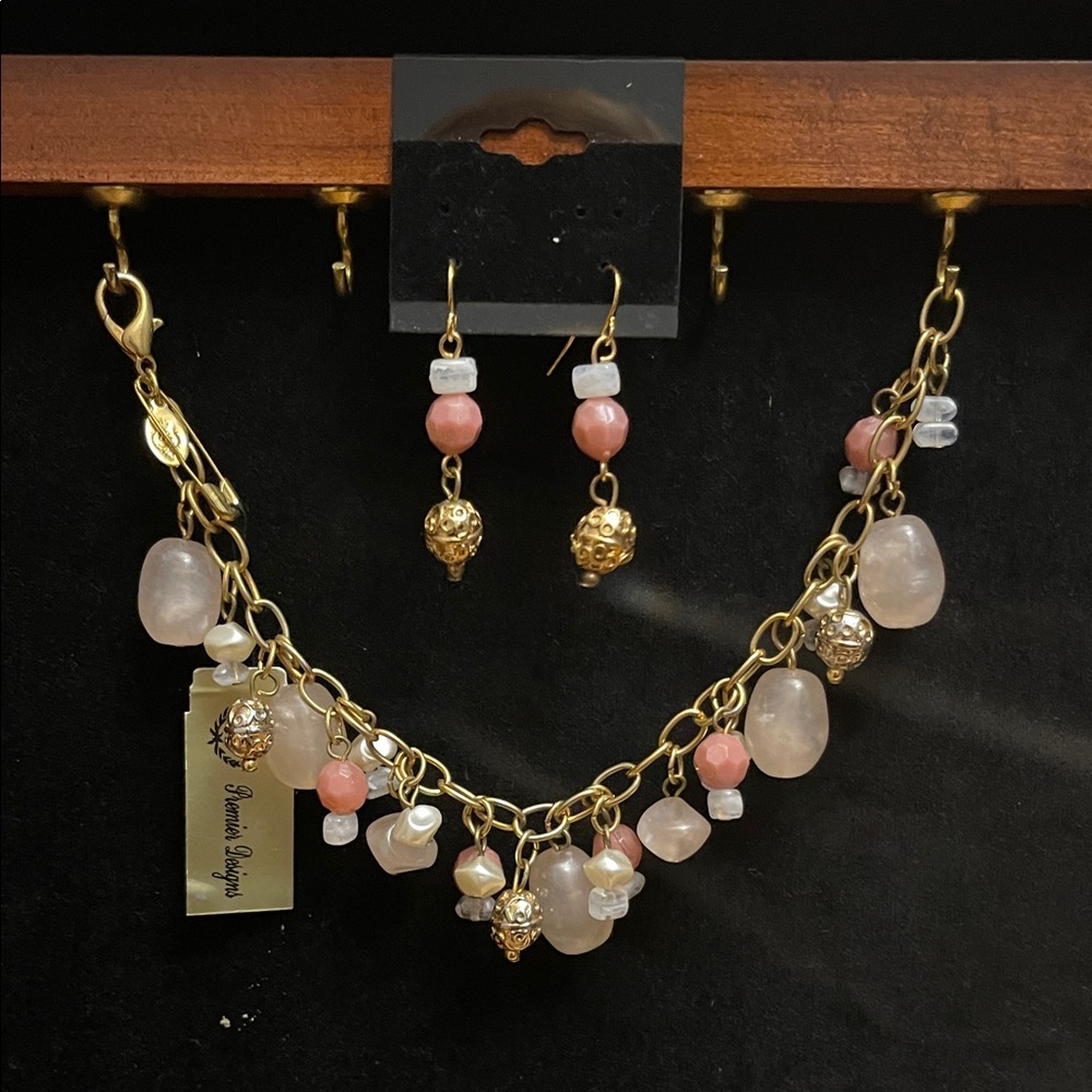 Premier Designs Gold and Pink Bracelet Set